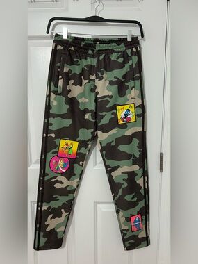 Jeremy Scott x Adidas Camo track pants Joggers with Neon Cartoon Patches